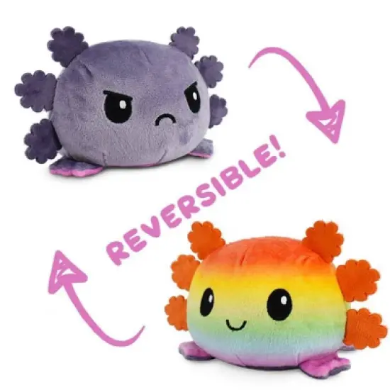 TeeTurtle Reversible Rainbow and Gray Axolotl Plush image {1}