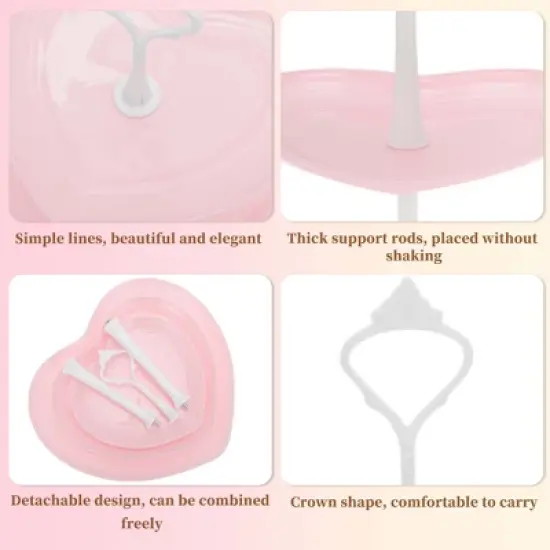 Unique Bargains 3-Layer Heart-shaped Dessert Cupcake Stand with Layered Serving Tray for Pastries Donuts and Fruits image {2}