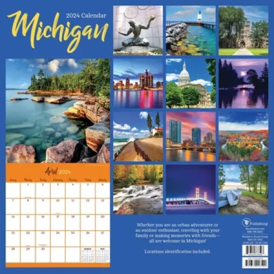 TF Publishing 2024 Wall Calendar 12"x12" Michigan image {4}