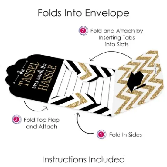 Big Dot of Happiness Tassel Worth The Hassle - Gold - Fill-In Cards - Graduation Party Fold and Send Invitations - Set of 8 image {3}