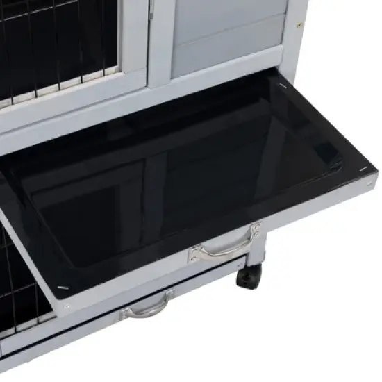 DOMETOUR Detachable Rabbit Hutch with Removable Tray and Rolling Casters image {14}