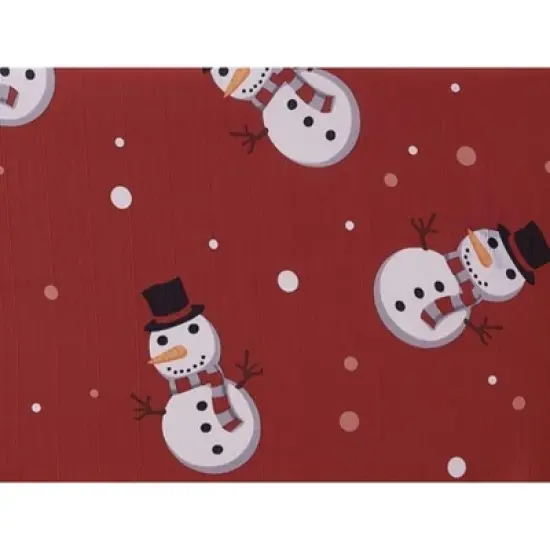 Kate Aurora Holiday Living Christmas Winter Snowman Red Fabric Tablecloth - 8-10 Chairs image {4}