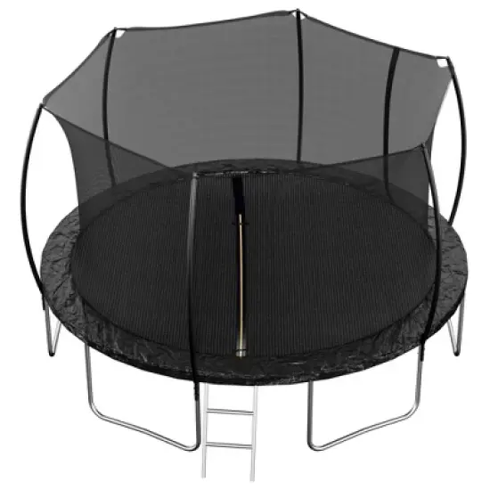 QingMoon 14FT Trampoline With Fence,360-Degree Safety Net,Double-side color pad,Ladder,Curved Fence Pole Built To Last For Kids And Adults image {2}