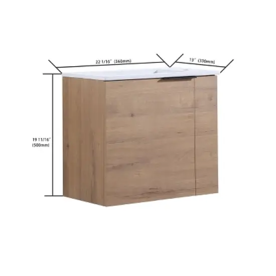 22" Bathroom Vanity with Sink, Soft Close Door and Floating Mount Design - ModernLuxe image {3}
