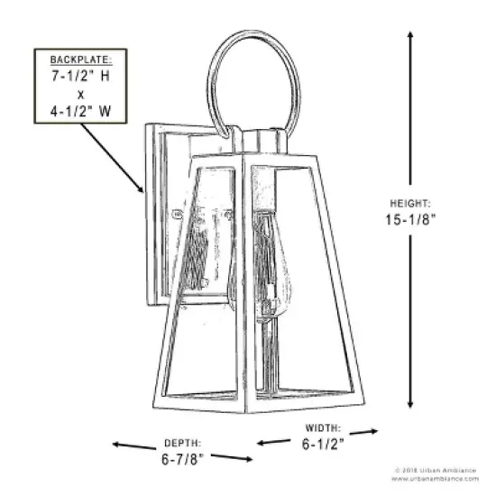 Urban Ambiance Luxury Modern Farmhouse Outdoor Wall Light,  15.125"H x 6.5"W,  Olde Bronze Finish, UHP1002 image {5}