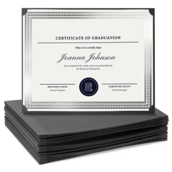 Sustainable Greetings 48-Pack Single Sided Award Certificate Holders for Diplomas, Awards, Certifications (fits 8.5x11, Black) image {8}