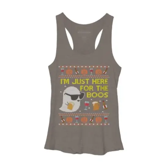 Women's Design By Humans Funny Here For The Boos Ugly Halloween Sweater By DragonTee Racerback Tank Top image {3}