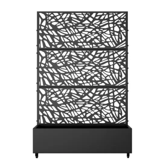 PexFix 72 in. x 47 in. Outdoor Metal Trellis with Planter Box in Web Pattern in Black image {2}