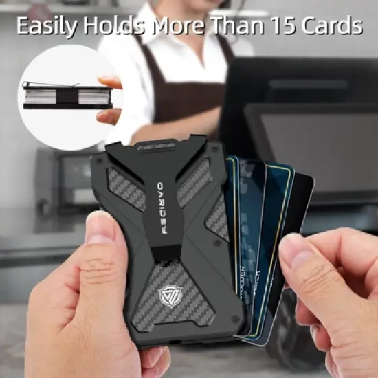 Men's Ultra-Thin Aluminum Wallet with RFID Blocking, Black, 15 Card Slots image {5}