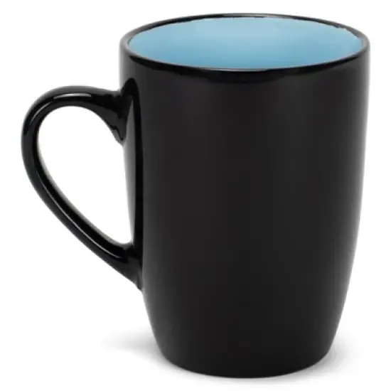 Elanze Designs Color Pop Pale Blue Black Exterior 16 ounce Glossy Ceramic Mugs Matching Set of 4 image {1}