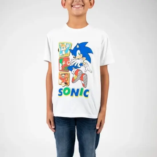 Sonic The Hedgehog Characters Crew Neck Short Sleeve 4pk Boy's Tees image {3}
