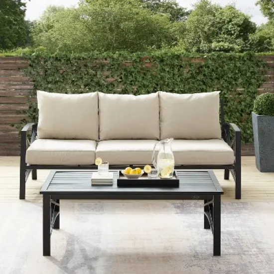 Kaplan 2pc Outdoor Sofa Set - Oatmeal - Crosley image {6}