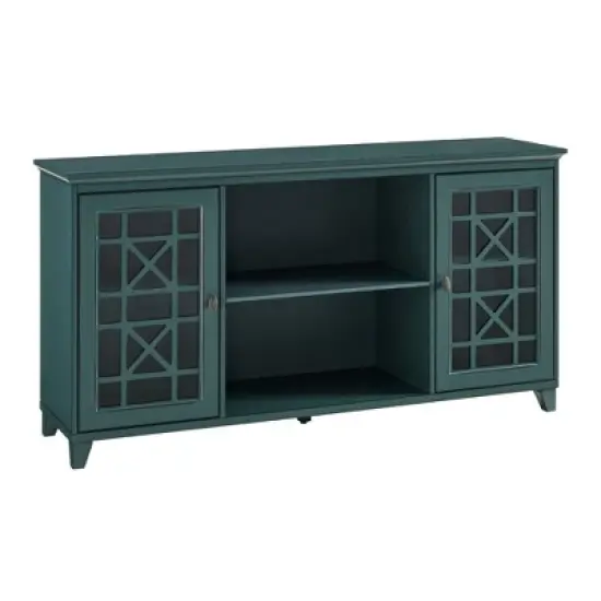 Bayland Transitional Double Fretwork Door Sideboard Antique Dark Teal - Saracina Home image {4}