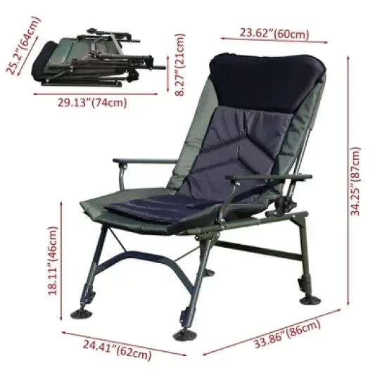 PAGED Camping Lounge Chairs with Adjustable Backrest,Outdoor Portable Chairs with Adjustable Foot Cup,Folding Recliner for Lawn,Beach image {2}