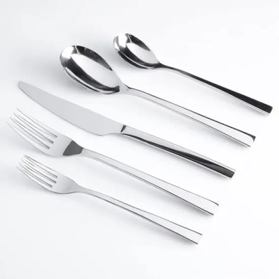 Gibson Elite Sparland Flatware Silverware Utensil Set with Spoons, Forks, and Knives for Kitchen Home Cutlery Use, Forged Stainless Steel (20 Piece) image {2}