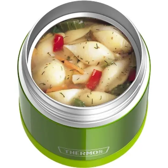 THERMOS FUNTAINER 10 Ounce Stainless Steel Vacuum Insulated Kids Food Jar with Folding Spoon, Lime image {3}
