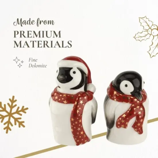 Spode Christmas Tree Salt & Pepper Set, Mr & Mrs Penguin Winter Themed Shakers, Holiday Table D&eacute;cor, Festive Home Accents, Stocking Stuffer Gifts image {3}