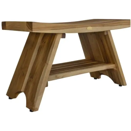 EcoDecors&reg; Serenity&reg; 35" Teak Wood Shower Bench with Shelf in EarthyTeak Finish image {2}