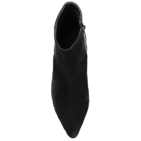 Journee Signature Womens Genuine Leather Reeya Almond Toe Wedge Ankle Booties image {3}