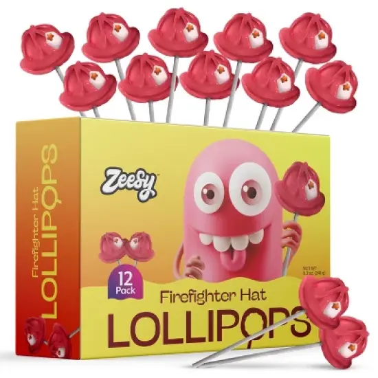 Zeesy Firefighter Hat Lollipops &ndash; 12 Pack Individually Wrapped Candy for Firefighter Birthday Party & Family Celebrations image {3}