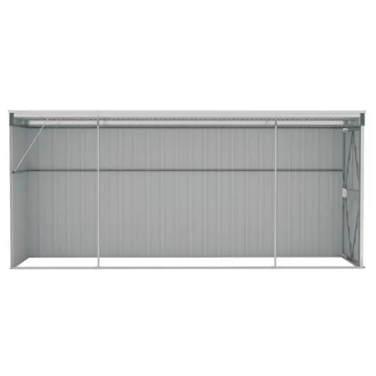vidaXL Storage Shed Wall-mounted Garden Shed for Backyard Galvanized Steel - Green 46.5" x 150.4" x 70.1" image {4}