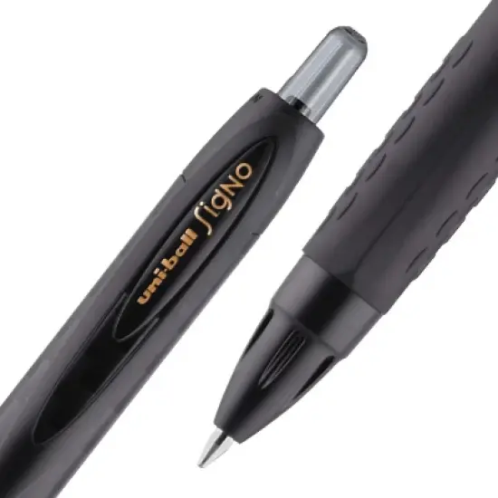 uni-ball uniball 307 Retractable Gel Pens Micro Point 0.5mm Black Ink Dozen (1947087) image {1}