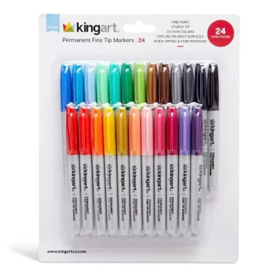 KINGART Permanent Fine Tip Markers 24 Colors image {7}