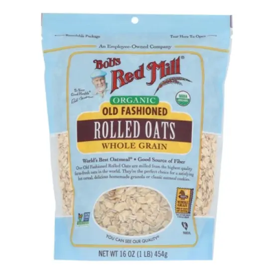 Bob's Red Mill Organic Old Fashioned Rolled Oats Whole Grain - Case of 4/16 oz image {1}