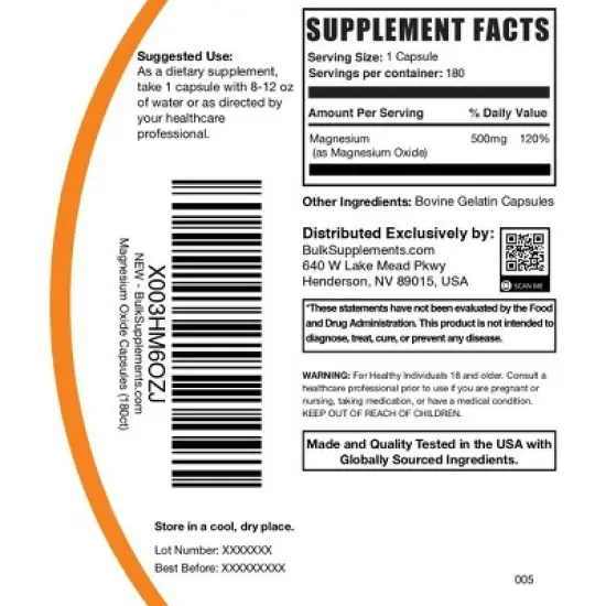 BulkSupplements Magnesium Oxide Capsules image {4}