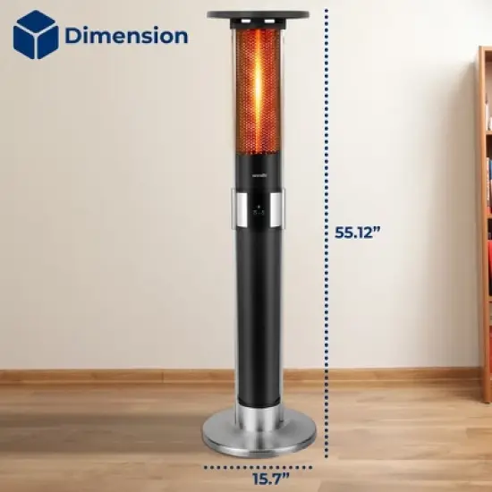 SereneLife 1500W Infrared Patio Heater, Electric, Indoor/Outdoor, Portable Tower, Remote Control, Black (SLOHT44) image {5}