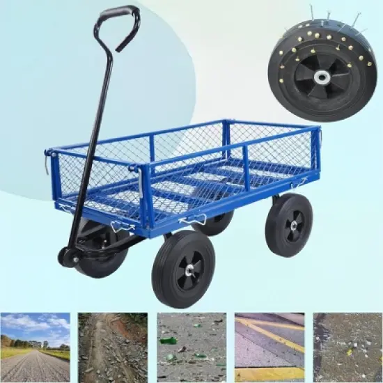 SKRAN Solid Wheels Large-Capacity mesh Steel Garden Trolley with Detachable Side Without Inflatable Tires,The Load can Reach 1100 pounds image {9}