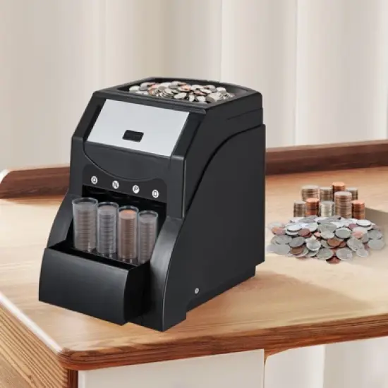 VEVOR USD Coin Sorter, Coin Sorter Machine for USD Coin 1￠ 5￠ 10￠ 25￠, Sorts up to 230 Coins/min, Coin Sorter and Wrapper Machine Holds 200 Coins image {1}