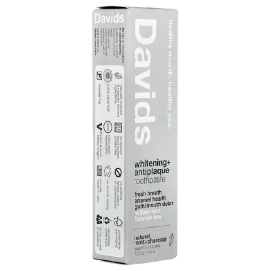 Davids Whitening + Antiplaque Toothpaste, Natural Mint + Charcoal , 5.25 oz (149 g) image {4}