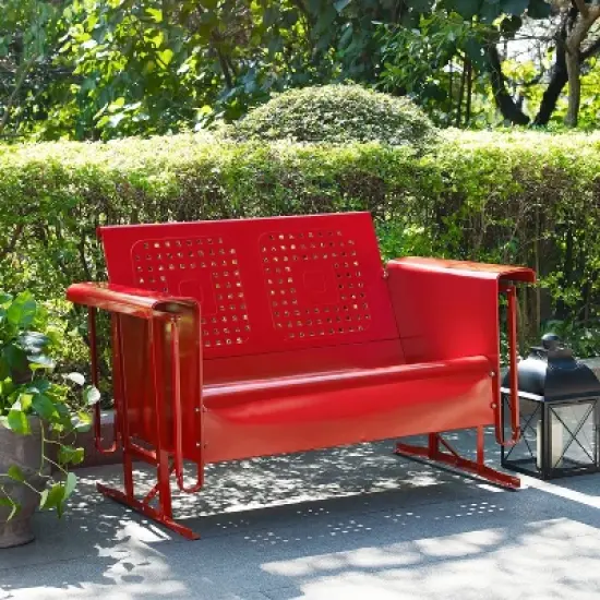 Bates Outdoor Loveseat  Glider - Bright Red - Crosley image {1}