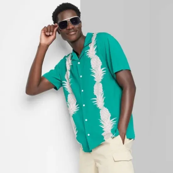 Men's Regular Fit Short Sleeve Button-Down Shirt - Original Use&trade; Teal Green image {3}