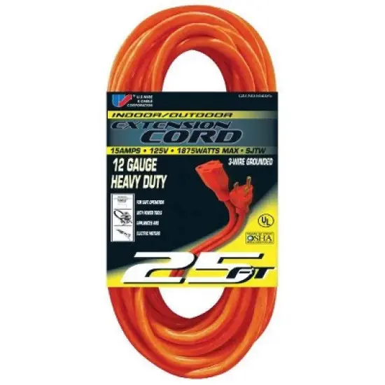 USW 12/3 Orange Heavy Duty Extension Cord image {5}