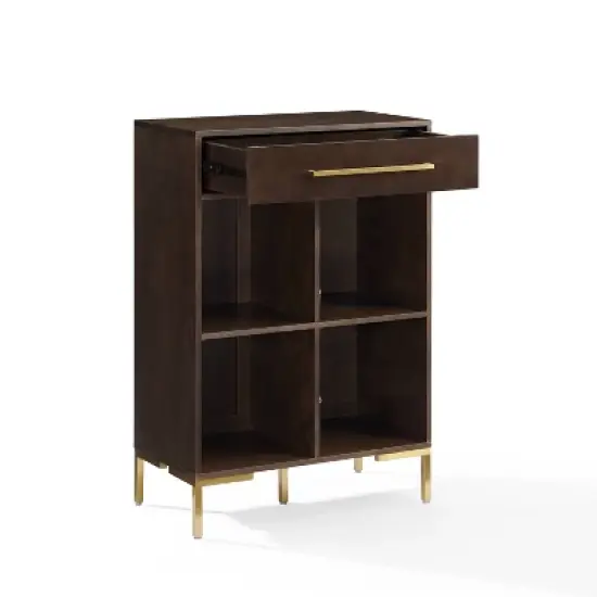42.25" Juno Record Storage Cube Bookcase Dark Brown - Crosley image {7}