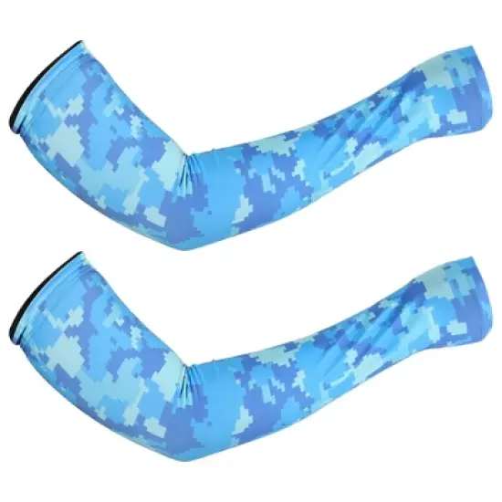 Unique Bargains Basketball Sports Camouflage Cooling Arm Elbow Compression Sleeve Light Blue 1 Pair image {6}