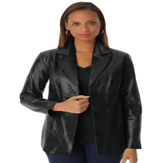 Jessica London Women&rsquo;s Plus Size Leather Blazer image {3}