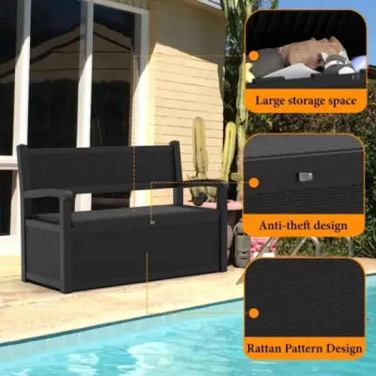 Chic Crate 70 Gallon Bench Deck Box Durable Resin Outdoor Storage And Organization image {2}