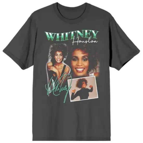 Whitney Houston Portrait Collage Unisex Adult Charcoal T-shirt image {7}