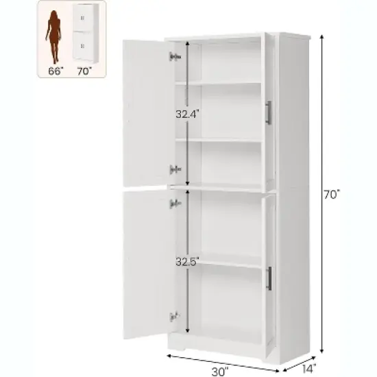 Freestanding Kitchen Pantry Cabinet with Doors and Adjustable Shelves, 70" Tall Storage Cupboard, Versatile Cabinet image {1}