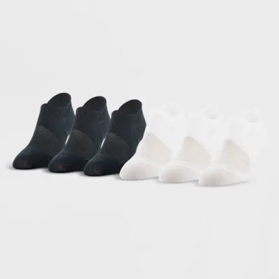 Peds All Day Active Women's 6pk Ultra Low Liner Socks - Black/White 5-10: Y-Heel Stitching, Arch Support image {2}