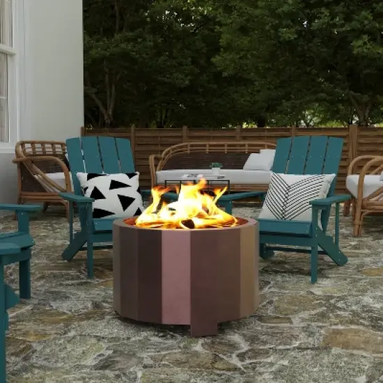Merrick Lane Portable Steel Smokeless Wood Burning Outdoor Firepit with Waterproof Cover image {7}