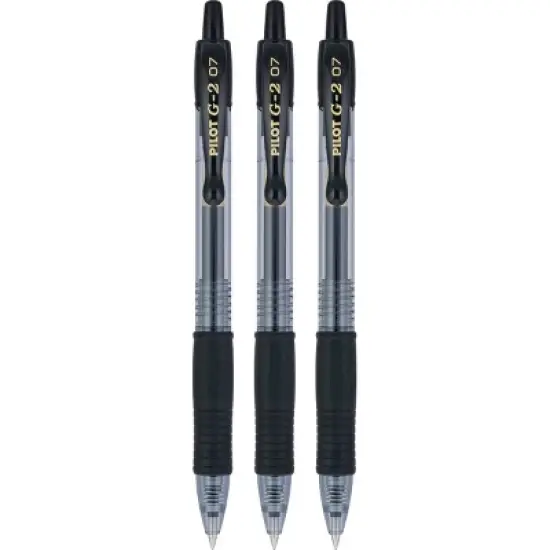 Pilot 3pk G2 Gel Pens Fine Point 0.7mm Black Ink image {1}