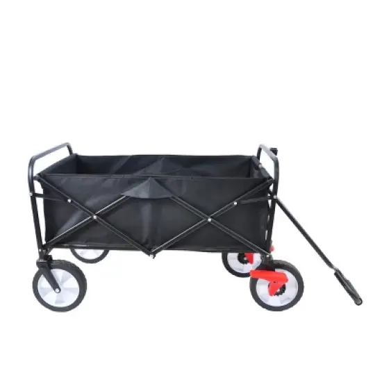 YONWAY Collapsible Outdoor Utility Wagon Cart with Cup Holder, Large Capacity Folding Wagon Garden Shopping Beach Cart with Brake image {11}