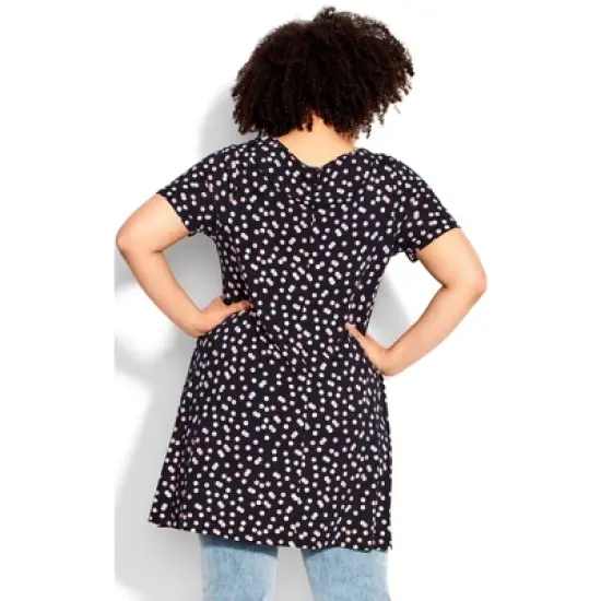 Women's Plus Size Love Swing Print Tunic - navy spot | EVANS image {1}