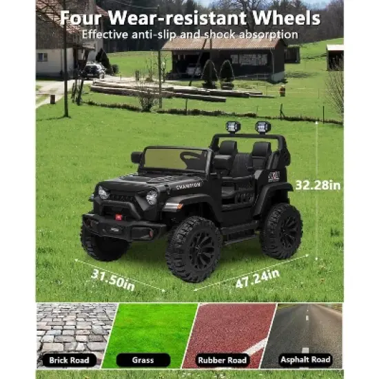 2 Seater Ride On Jeep Car, 24V/7AH Kids Battery Powered Vehicles w/Parent Remote Control, 2x200W Powerful Motor image {6}