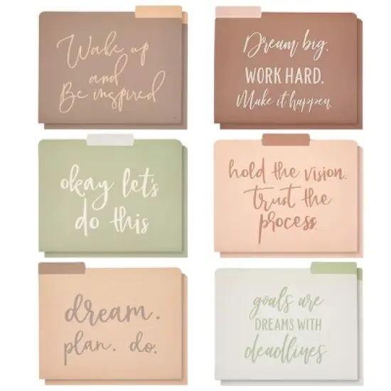 Paper Junkie 12 Pack Decorative File Folders, Letter Size for Women, Cute Earth Tone Aesthetic Office Supplies with Inspirational Sayings image {8}