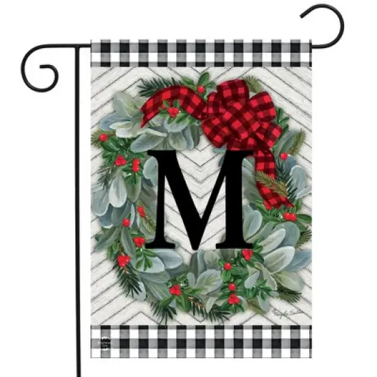 Briarwood Lane Winter Garden Flag 12x18 For Outdoor Winter Wreath Monogram Letter M For Winter Garden Flag Flags For Outside image {1}